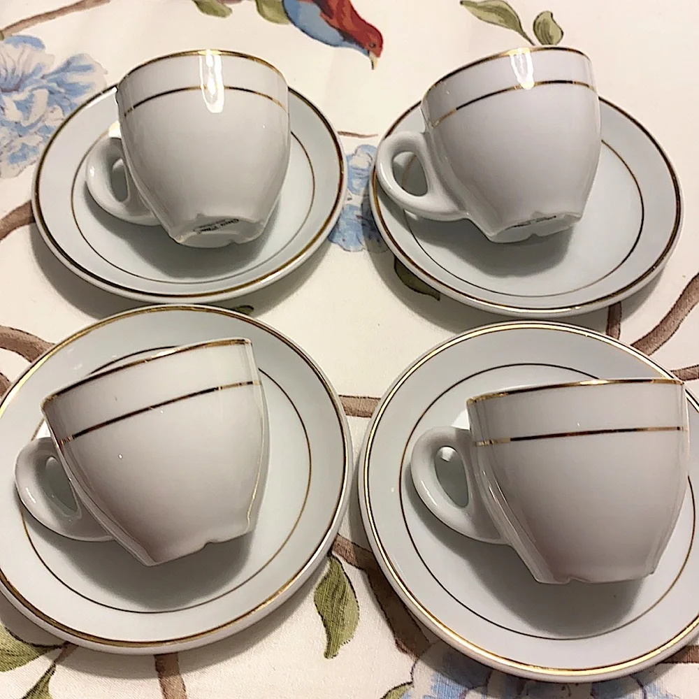 Casa Elite Mini Cups and Saucers With Gold Rims